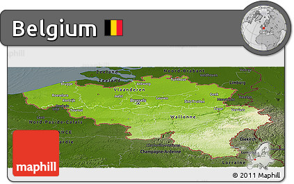 Physical Panoramic Map of Belgium, darken