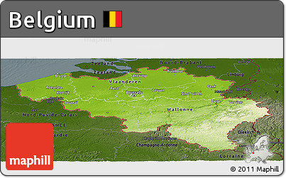 Physical Panoramic Map of Belgium, darken