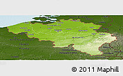 Physical Panoramic Map of Belgium, darken, land only