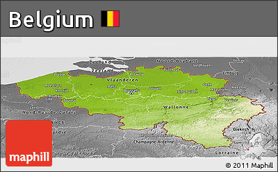 Physical Panoramic Map of Belgium, desaturated