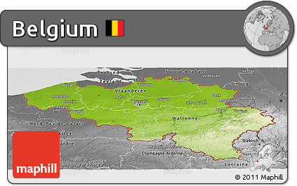 Physical Panoramic Map of Belgium, desaturated