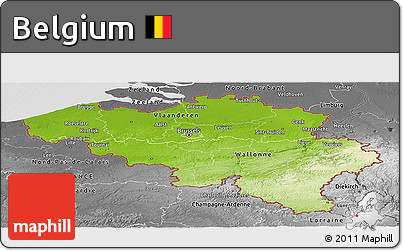 Physical Panoramic Map of Belgium, desaturated