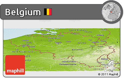 Physical Panoramic Map of Belgium