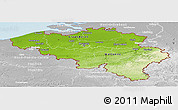Physical Panoramic Map of Belgium, lighten, desaturated, land only