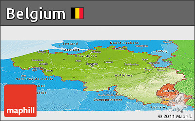 Physical Panoramic Map of Belgium, political shades outside