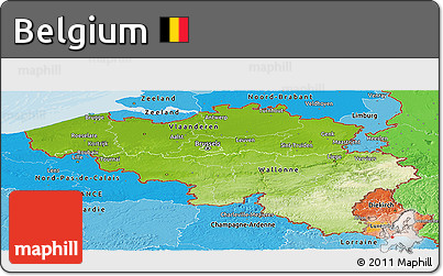 Physical Panoramic Map of Belgium, political shades outside