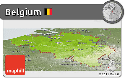 Physical Panoramic Map of Belgium, semi-desaturated