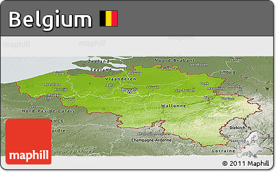 Physical Panoramic Map of Belgium, semi-desaturated