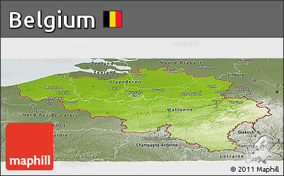 Physical Panoramic Map of Belgium, semi-desaturated