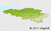 Physical Panoramic Map of Belgium, single color outside, bathymetry sea