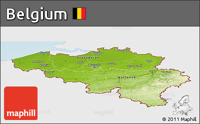 Physical Panoramic Map of Belgium, single color outside