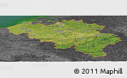 Satellite Panoramic Map of Belgium, darken, desaturated, land only