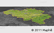 Satellite Panoramic Map of Belgium, darken, desaturated