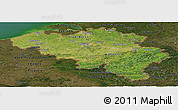 Satellite Panoramic Map of Belgium, darken, land only