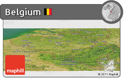 Satellite Panoramic Map of Belgium
