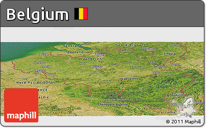 Satellite Panoramic Map of Belgium