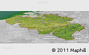 Satellite Panoramic Map of Belgium, lighten, desaturated, land only