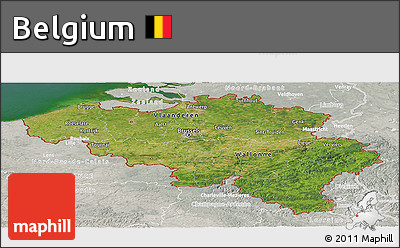 Satellite Panoramic Map of Belgium, lighten, semi-desaturated, land only