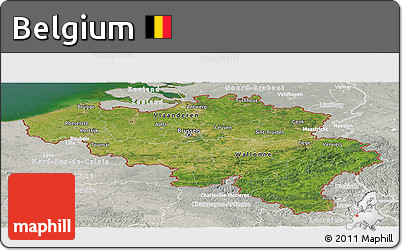 Satellite Panoramic Map of Belgium, lighten, semi-desaturated, land only