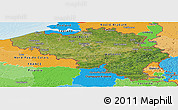 Satellite Panoramic Map of Belgium, political outside