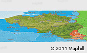 Satellite Panoramic Map of Belgium, political shades outside