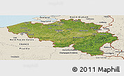 Satellite Panoramic Map of Belgium, shaded relief outside