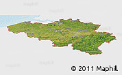Satellite Panoramic Map of Belgium, single color outside, bathymetry sea, shaded relief sea