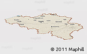 Shaded Relief Panoramic Map of Belgium, cropped outside