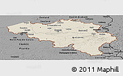 Shaded Relief Panoramic Map of Belgium, darken, desaturated