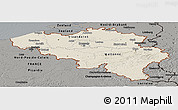 Shaded Relief Panoramic Map of Belgium, darken, semi-desaturated