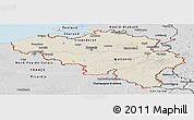 Shaded Relief Panoramic Map of Belgium, desaturated, land only