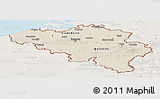 Shaded Relief Panoramic Map of Belgium, lighten, land only