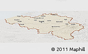Shaded Relief Panoramic Map of Belgium, lighten, semi-desaturated
