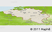 Shaded Relief Panoramic Map of Belgium, physical outside