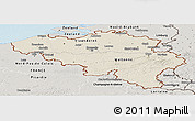 Shaded Relief Panoramic Map of Belgium, semi-desaturated, land only