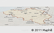 Shaded Relief Panoramic Map of Belgium, semi-desaturated