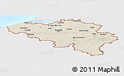 Shaded Relief Panoramic Map of Belgium, single color outside, bathymetry sea