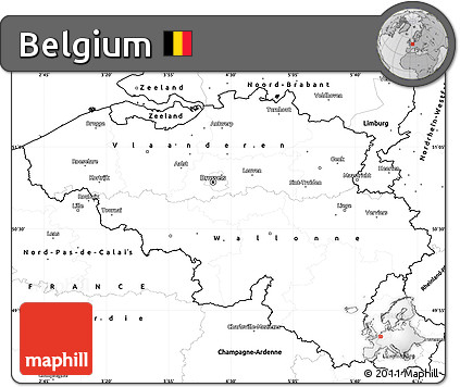 Blank Simple Map of Belgium