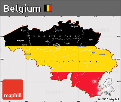 Flag Simple Map of Belgium, flag rotated