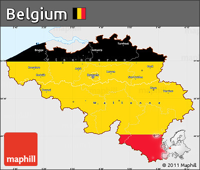 Flag Simple Map of Belgium, single color outside, flag aligned to the middle