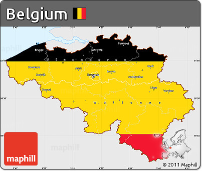 Flag Simple Map of Belgium, single color outside, flag aligned to the middle