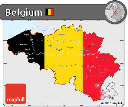 Flag Simple Map of Belgium, single color outside