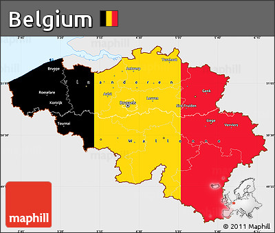 Flag Simple Map of Belgium, single color outside