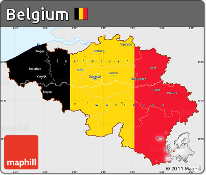 Flag Simple Map of Belgium, single color outside