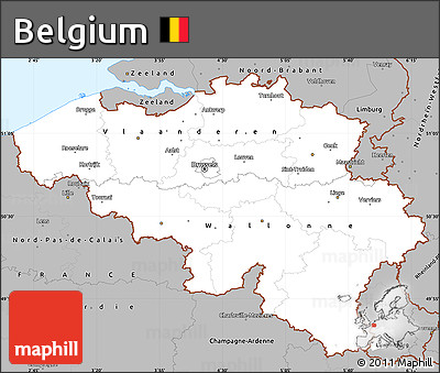Gray Simple Map of Belgium