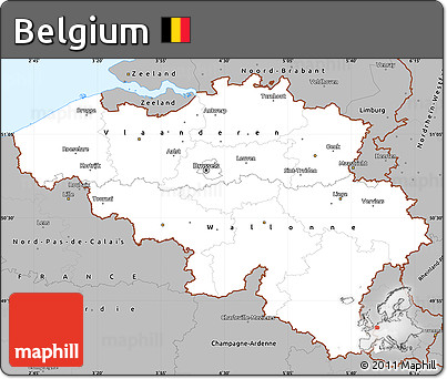 Gray Simple Map of Belgium