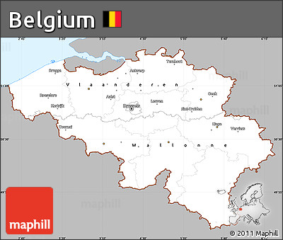 Gray Simple Map of Belgium, single color outside