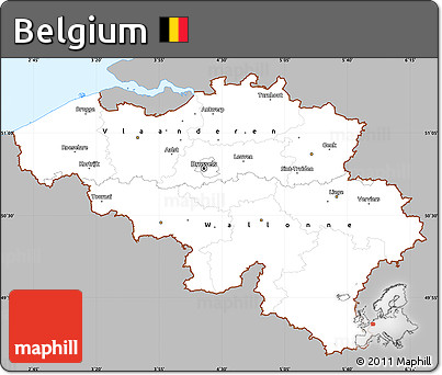 Gray Simple Map of Belgium, single color outside