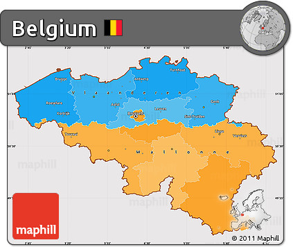 Political Simple Map of Belgium, cropped outside