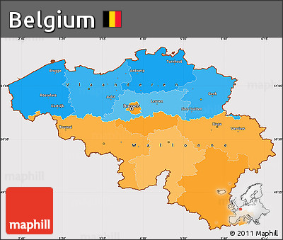 Political Simple Map of Belgium, cropped outside